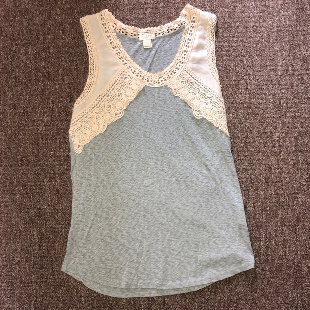 Gray/Pink Lace Trim Tank Top - Picture 2 of 3